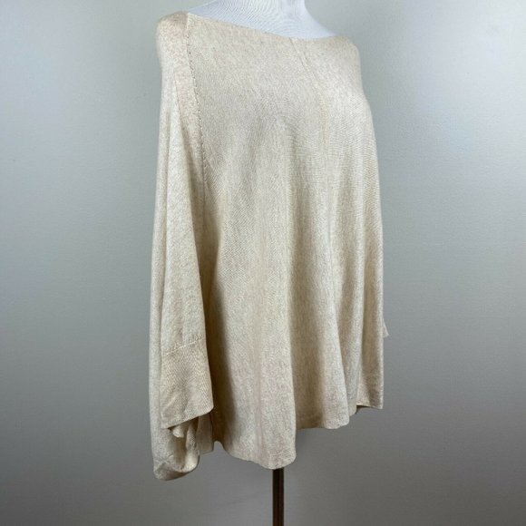 FATE The Label x Stitch‎ Fix Peter Knit Poncho Sweater Cream Wool Blend - Picture 2 of 11